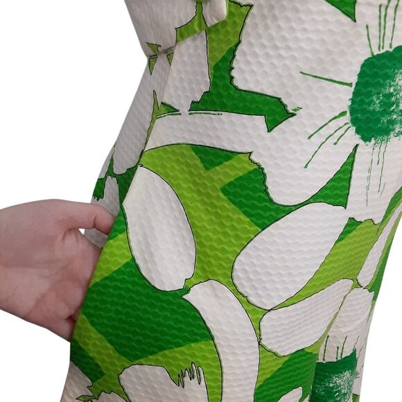 Vintage 1960s Kahala Hawaii Mod Floral Wide Leg Jumpsuit Lime Green Psychedelic - Picture 8 of 16